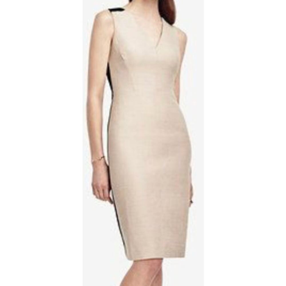 Ann Taylor Linen Blend V-Neck Sleeveless Sheath Dress sz 8 Petite
